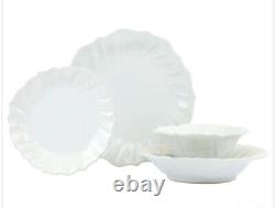 Vietri Incanto Mare White Stoneware Dinner Plates, Handmade in Italy (set of 8)