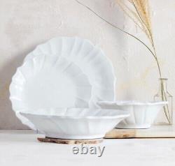 Vietri Incanto Mare White Stoneware Dinner Plates, Handmade in Italy (set of 8)