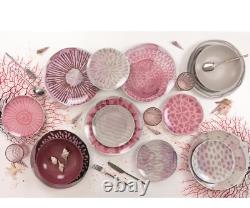 Villa d'Este Aurora 18 Piece Dinnerware Set Service for 6 Pink Grey and White