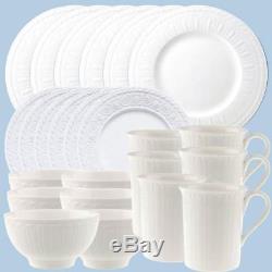 Villeroy & Boch Cellini 24-Piece White Embossed Dinnerware Set for 6 FREE SHIP