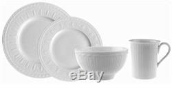 Villeroy & Boch Cellini 24-Piece White Embossed Dinnerware Set for 6 FREE SHIP