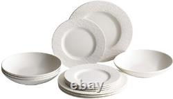 Villeroy & Boch Manufacture Rock Blanc Dinnerware Set, Large, White, 18-Piece