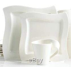 Villeroy & Boch New Wave 12-Pc White Square Dinnerware Set for 4 with Mug NEW