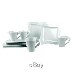 Villeroy Boch New Wave 12-Piece White Dinnerware Set for 4 Casual Porcelain