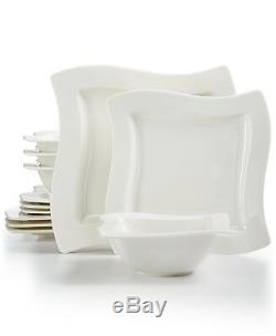 Villeroy & Boch New Wave 12-Piece White Square Dinnerware Set for 4 FREESHIP NEW