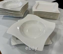 Villeroy Boch NewWave White Square Dinnerware Set Modern Fine China 16pcs