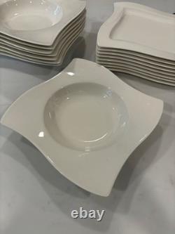 Villeroy Boch NewWave White Square Dinnerware Set Modern Fine China 16pcs