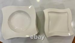 Villeroy Boch NewWave White Square Dinnerware Set Modern Fine China 16pcs