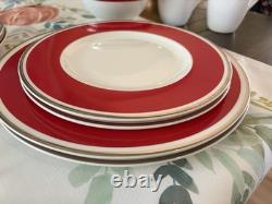 Villeroy & Boch Red & White Porcelain Dinner Set Plates Bowls Mugs 11 in