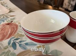 Villeroy & Boch Red & White Porcelain Dinner Set Plates Bowls Mugs 11 in