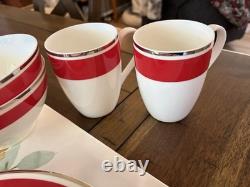 Villeroy & Boch Red & White Porcelain Dinner Set Plates Bowls Mugs 11 in