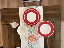 Villeroy & Boch Red & White Porcelain Dinner Set Plates Bowls Mugs 11 in