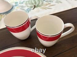 Villeroy & Boch Red & White Porcelain Dinner Set Plates Bowls Mugs 11 in