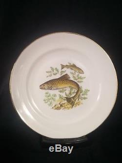 Vintage 12 Naaman, Israel 9.25 Fish Plates & 1 Fish Platter, 1950's