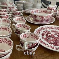 Vintage 178 Piece Nueva San Isidro Red & White China Dinnerware Serveware Set