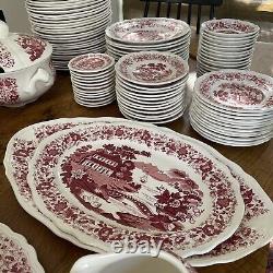 Vintage 178 Piece Nueva San Isidro Red & White China Dinnerware Serveware Set