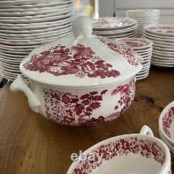 Vintage 178 Piece Nueva San Isidro Red & White China Dinnerware Serveware Set