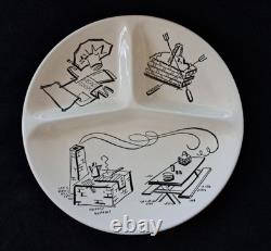 Vintage 1950's set of 13 porcelain Cook Out Themed Dinner Plates 3 patterns