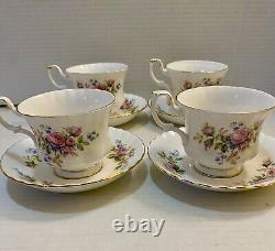 Vintage 20 Piece Royal Albert Moss Rose Bone China England 5 Piece Table For 4