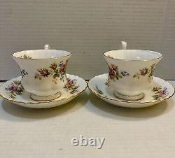 Vintage 20 Piece Royal Albert Moss Rose Bone China England 5 Piece Table For 4