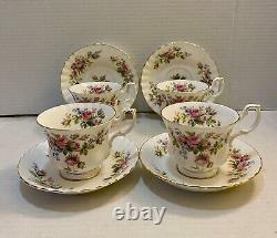 Vintage 20 Piece Royal Albert Moss Rose Bone China England 5 Piece Table For 4