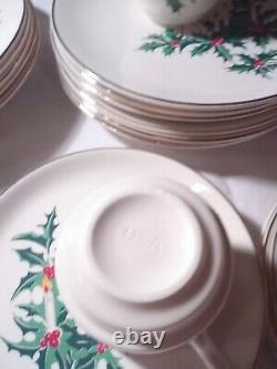 Vintage 48pc Ceramic USA CHRISTMAS DINNERWARE SET Service Holly and candles