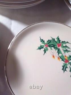 Vintage 48pc Ceramic USA CHRISTMAS DINNERWARE SET Service Holly and candles