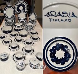 Vintage 75 Piece Set/Service for 12 ARABIA Finland Anemone Blue Ulla Procope