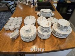 Vintage 91 Piece Floral Porcelain Dinnerware Set, Plates & Bowls Collection