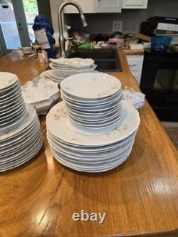 Vintage 91 Piece Floral Porcelain Dinnerware Set, Plates & Bowls Collection