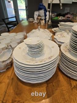 Vintage 91 Piece Floral Porcelain Dinnerware Set, Plates & Bowls Collection