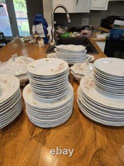 Vintage 91 Piece Floral Porcelain Dinnerware Set, Plates & Bowls Collection