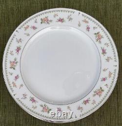 Vintage ABINGDON Dinnerware Porcelain Pink Orange Flowers Platinum JAPAN 28-PC