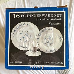 Vintage Arcopal Véronica 16pc Opal Glass Dinner Set by J. G. Durand France