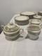 Vintage China Set. White, Green & Gold Pattern. 6-8 Place Setting Raleigh Pattern