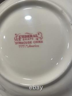 Vintage China Set. White, Green & Gold Pattern. 6-8 Place Setting Raleigh Pattern