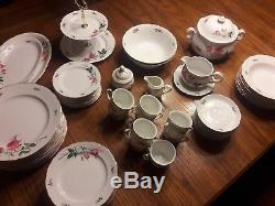 Vintage ChristineHolm Rose 62 piece Porcelain China set. Great. FREE shipping