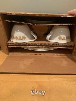 Vintage Corelle BUTTERFLY GOLD 16pc Dinnerware Set, Orig Factory Box Hook Cups