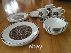 Vintage Corelle Batik Brown 30-piece Dinnerware Set For 6 Very Good Clean