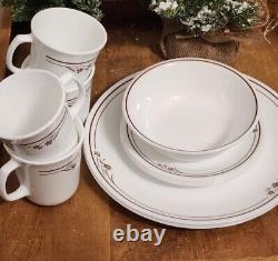 Vintage Corelle Burgundy Rose 44 pc Service for 9 withXtras Dinnerware NICE
