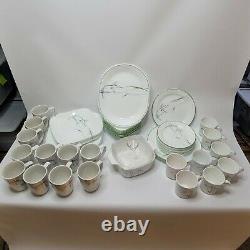 Vintage Corelle Shadow Iris 69 Piece Set Dinnerware with Matching Cookware & Lid