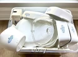 Vintage Corning Ware Cornflower Blue 40+ Piece Dish Set with Corelle & Lids