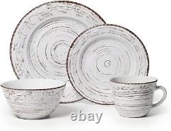 Vintage Dinnerware Set Stoneware Plates Bowls Mugs Service For 4 16 Piece White