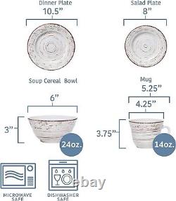 Vintage Dinnerware Set Stoneware Plates Bowls Mugs Service For 4 16 Piece White