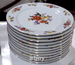 Vintage Dynasty China DALIAN Dinnerware Set 58 pcs (serve 12) Floral + Gold Trim