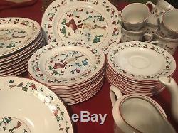 Vintage Farberware White Christmas Dinnerware China 391 49 Pc Service for 8 New