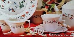 Vintage Farberware White Christmas Dinnerware China 391 50 Pc Service for 8 MIB