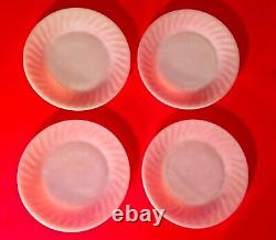 Vintage Fire King Oven Ware Pink Swirl Pattern 9 Inch Dinner Plate Set Of 4 a