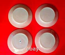 Vintage Fire King Oven Ware Pink Swirl Pattern 9 Inch Dinner Plate Set Of 4 a