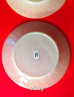 Vintage Fire King Oven Ware Pink Swirl Pattern 9 Inch Dinner Plate Set Of 4 a